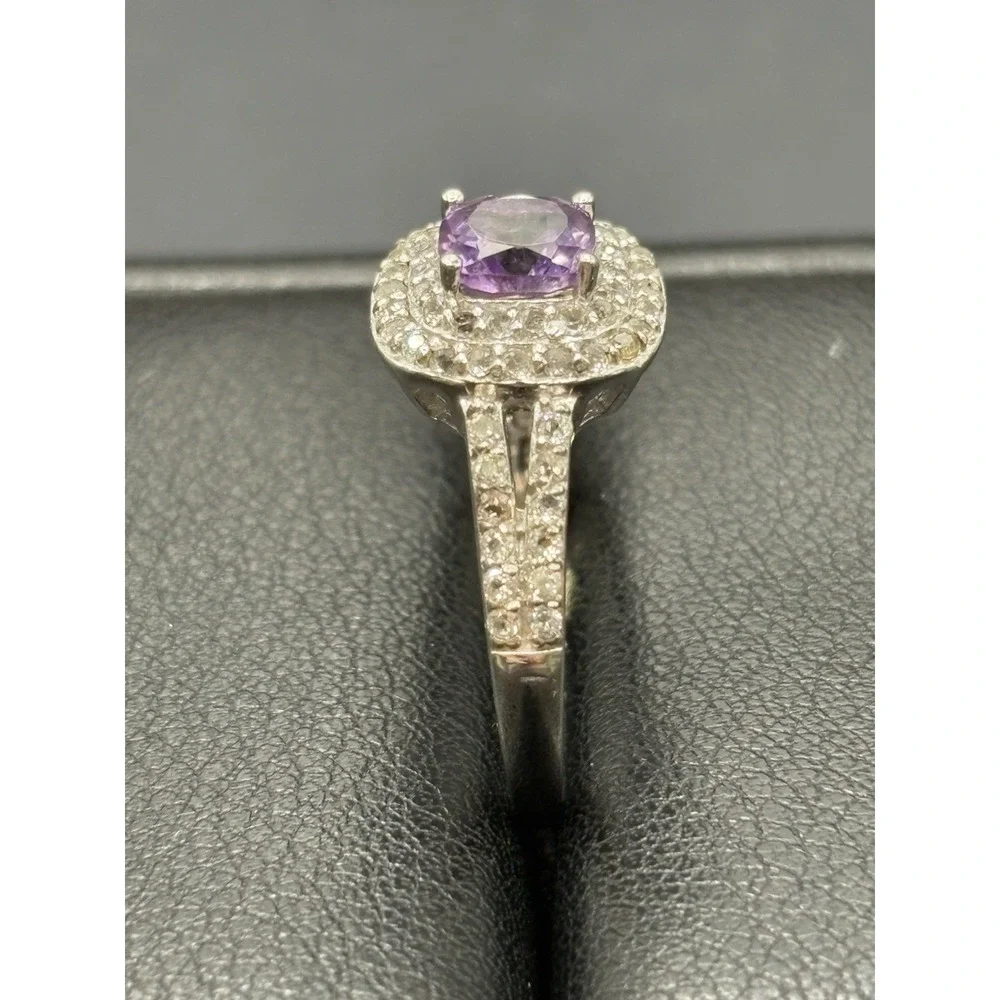 EUC Sterling Silver Purple Cubic Zirconia Ring Size 10 F9